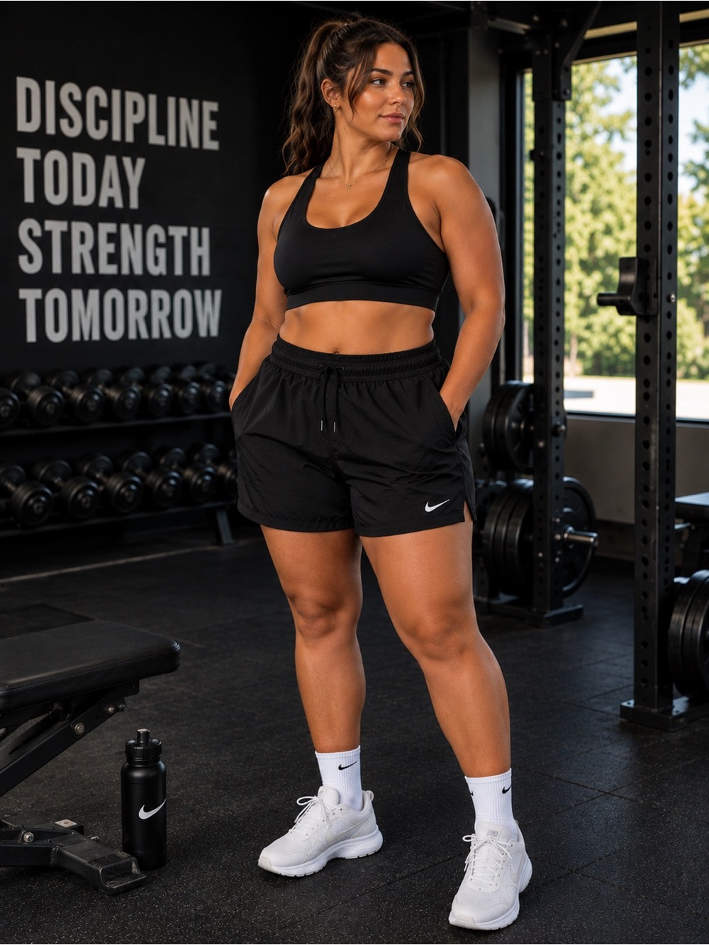 Nike Black Women's Running Shorts with White Swoosh